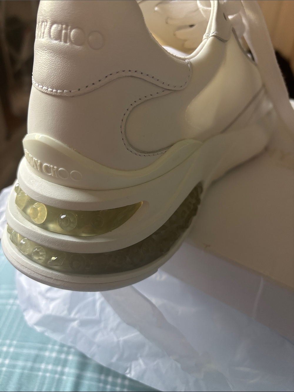 Jimmy Choo Cream Leather Platform Sneaker with Air Bubble Sole - Picture 2 of 12